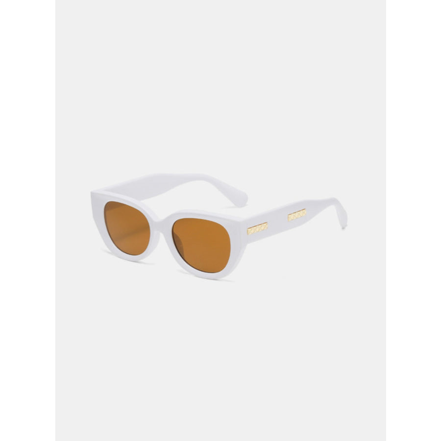 Cat Eye Polycarbonate Frame Sunglasses White / One Size Apparel and Accessories