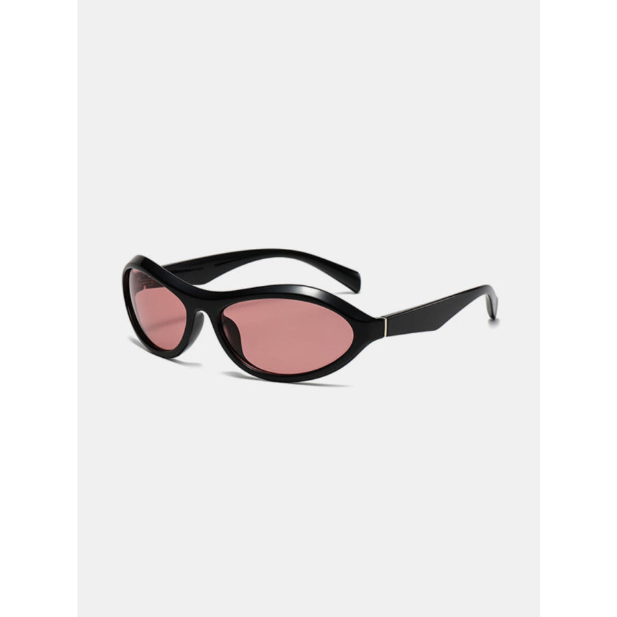 Cat Eye Polycarbonate Sunglasses Black/Pink / One Size Apparel and Accessories