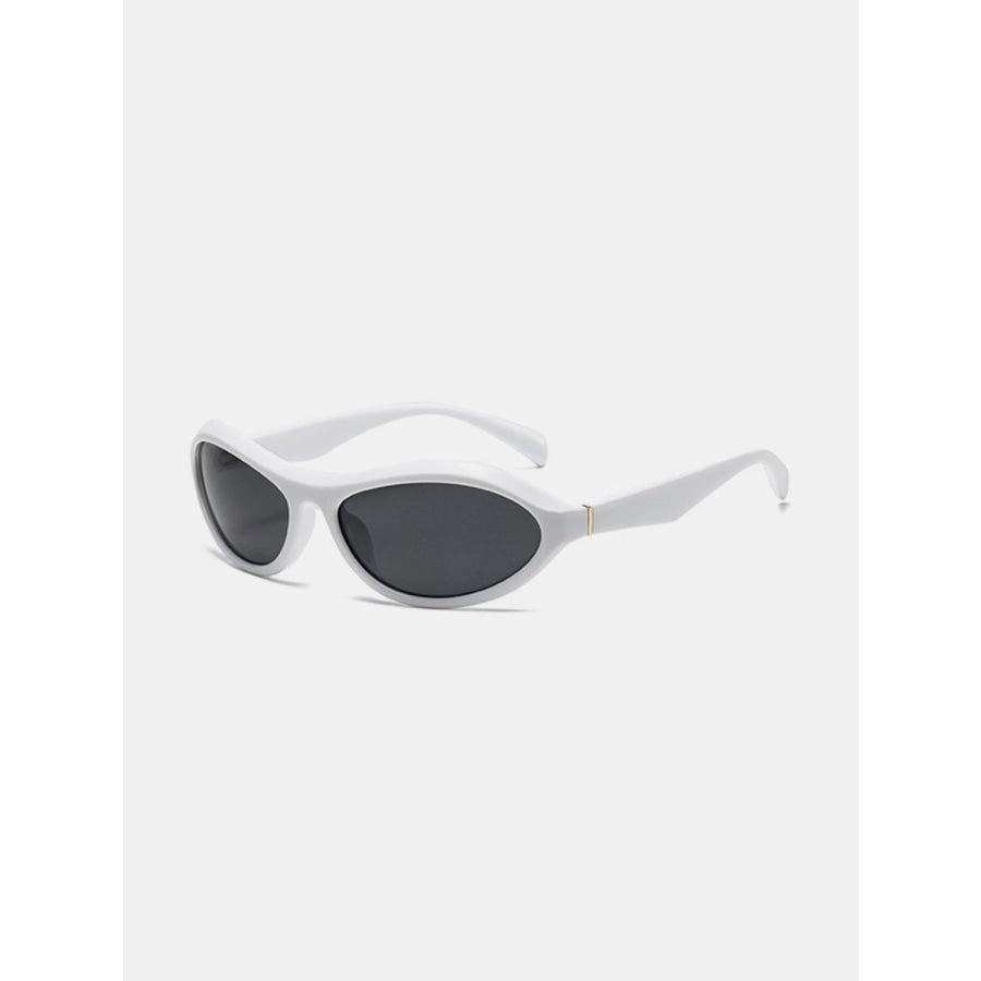 Cat Eye Polycarbonate Sunglasses White / One Size Apparel and Accessories