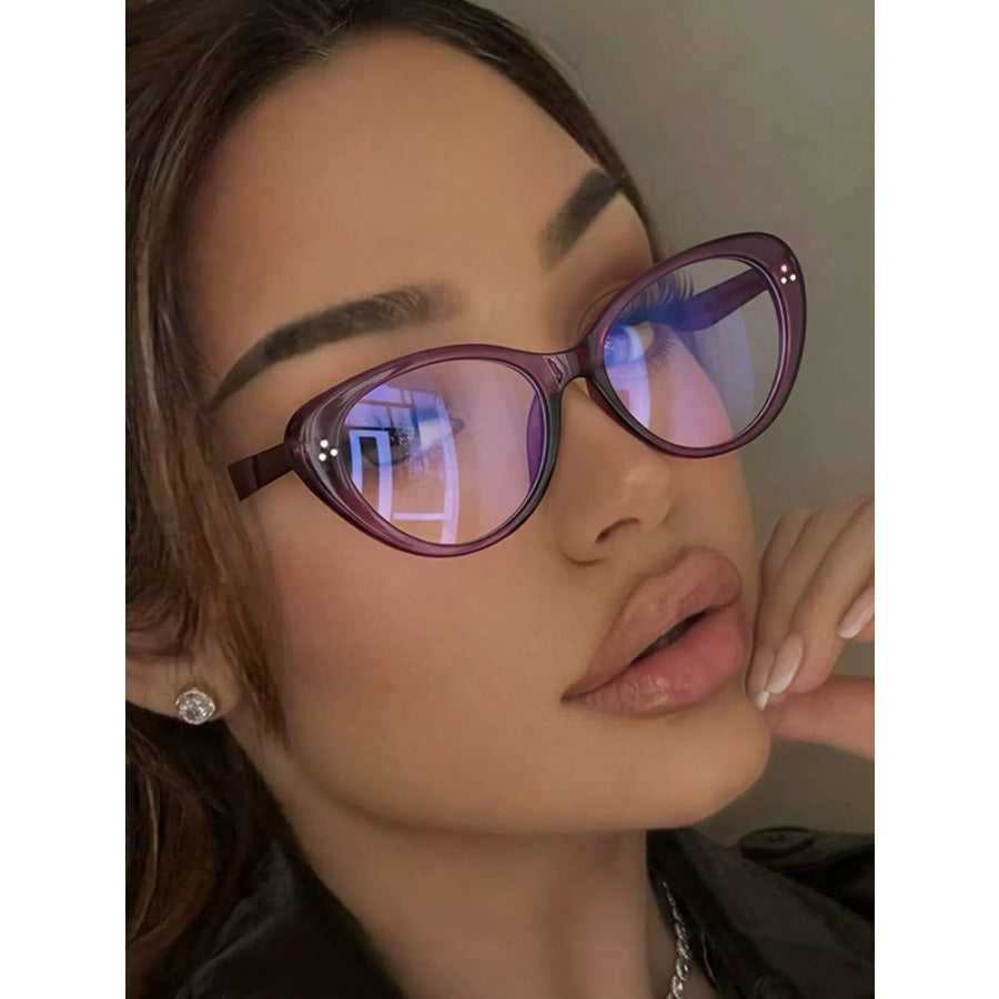 Cat-Eye Sunglasses Deep Purple / One Size Apparel and Accessories