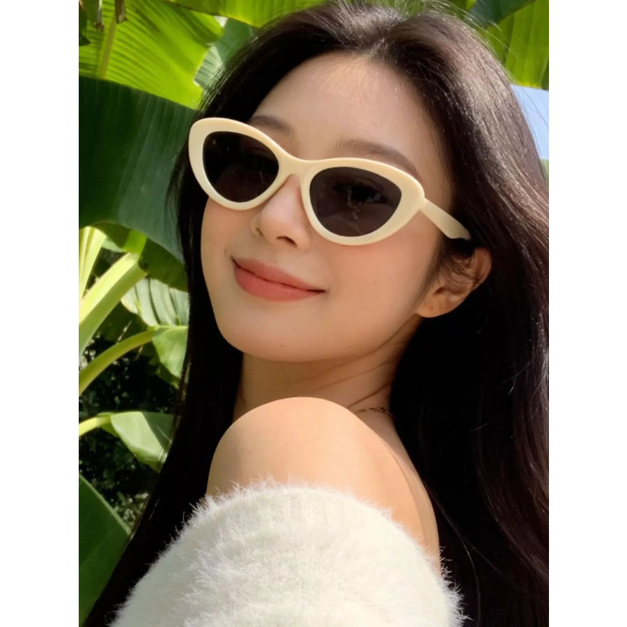 Cat Eye Sunglasses Ivory / One Size Apparel and Accessories