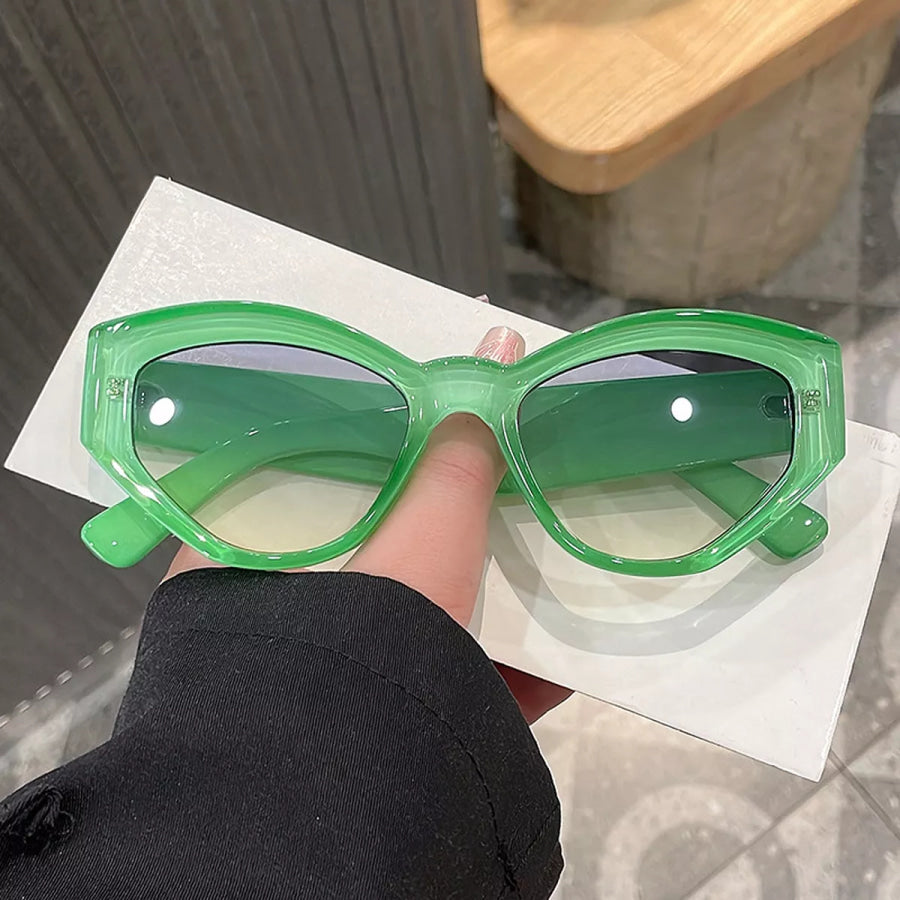 Cat-Eye Sunglasses Light Green / One Size Apparel and Accessories