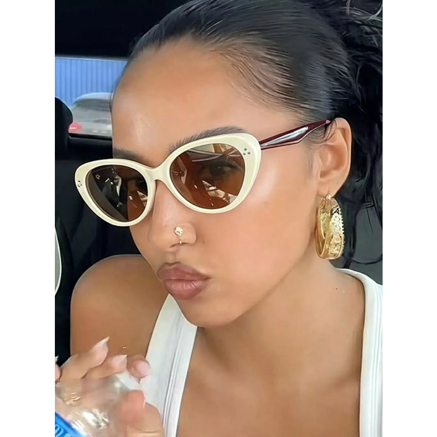 Cat-Eye Sunglasses White / One Size Apparel and Accessories