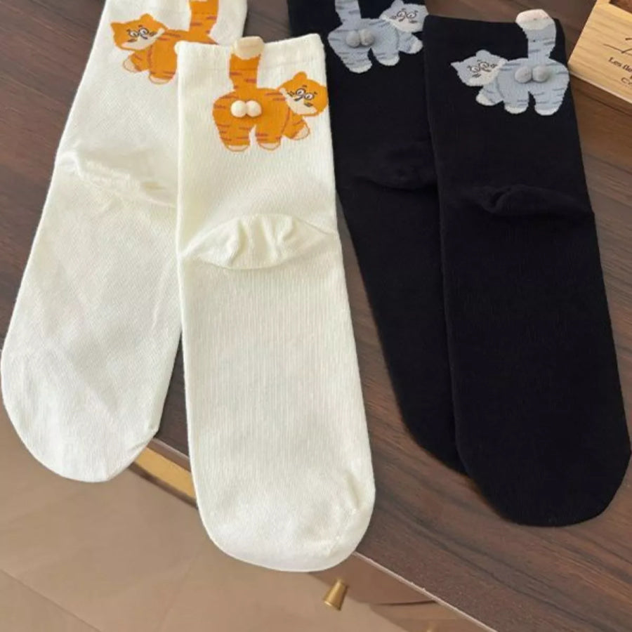 Cat Pattern Cotton Socks Apparel and Accessories