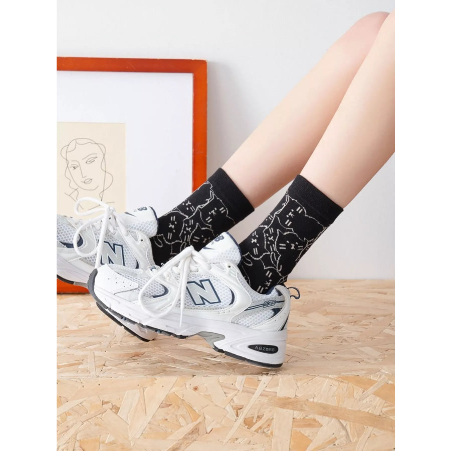 Cat Pattern Crew Socks Apparel and Accessories