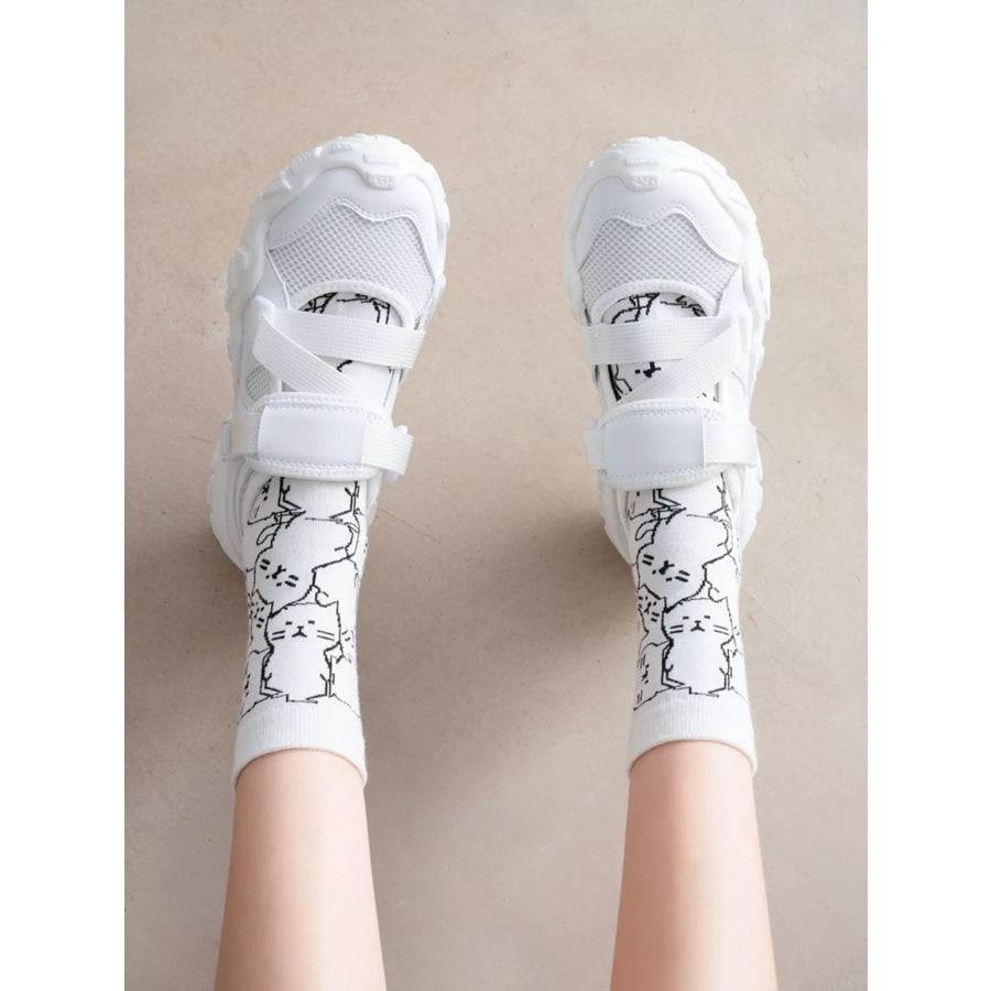 Cat Pattern Crew Socks Apparel and Accessories