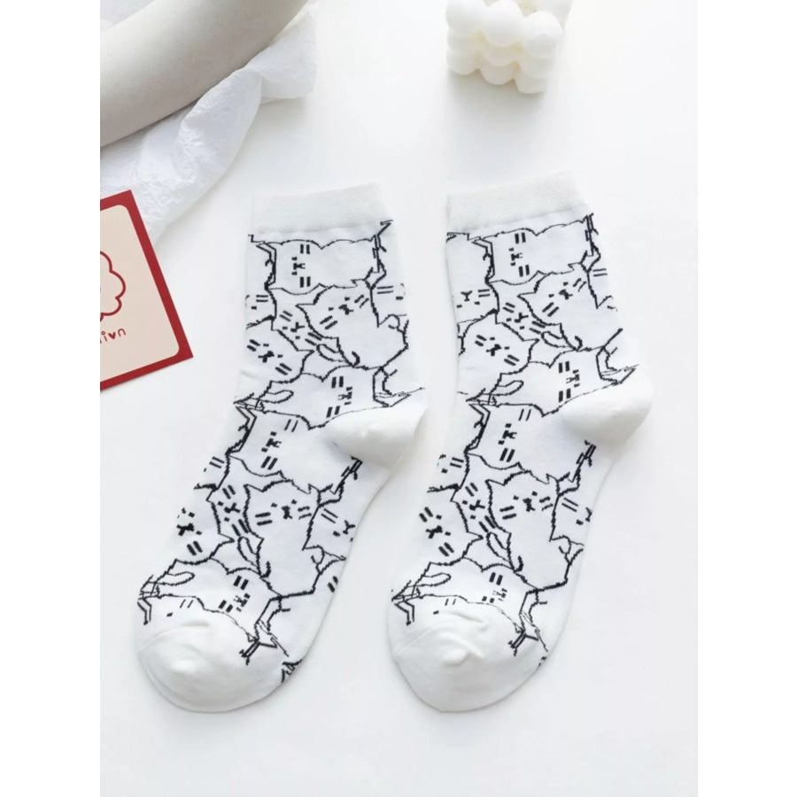 Cat Pattern Crew Socks Apparel and Accessories