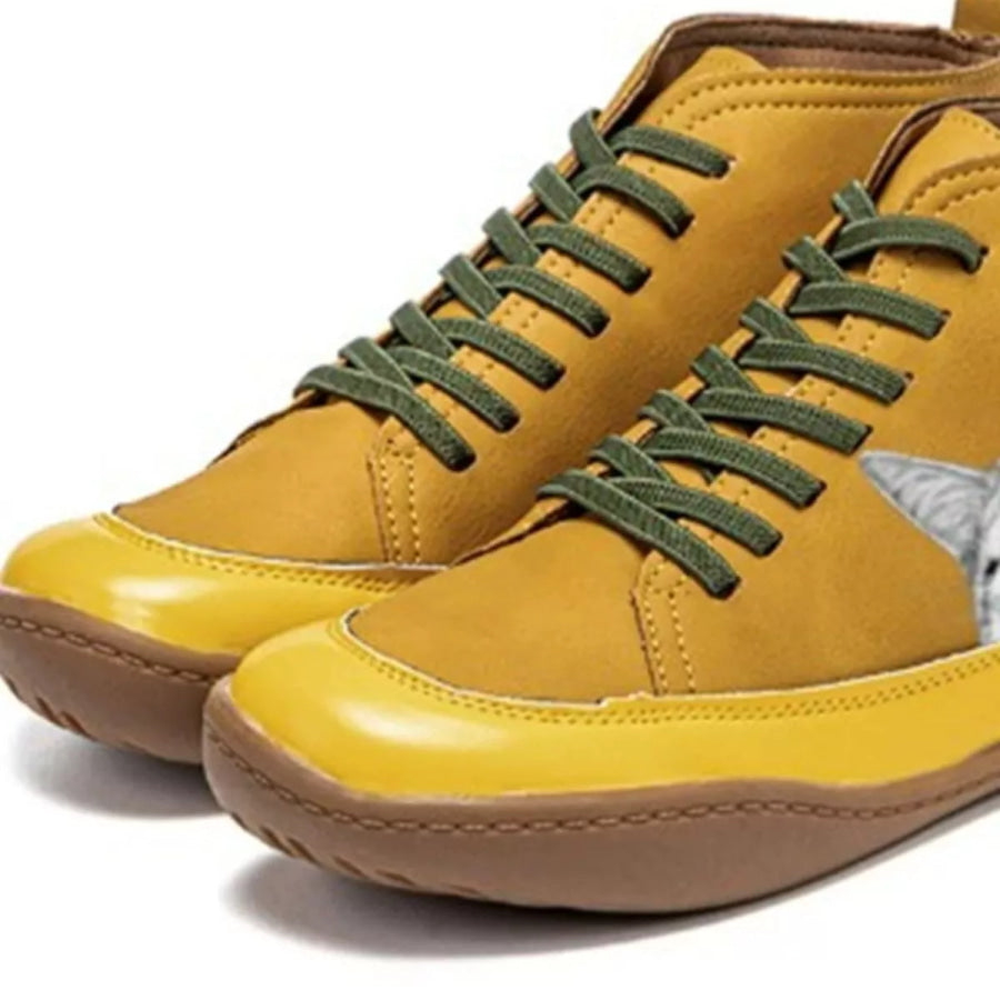 Cat Print Striped Ankle Sneakers Apparel and Accessories