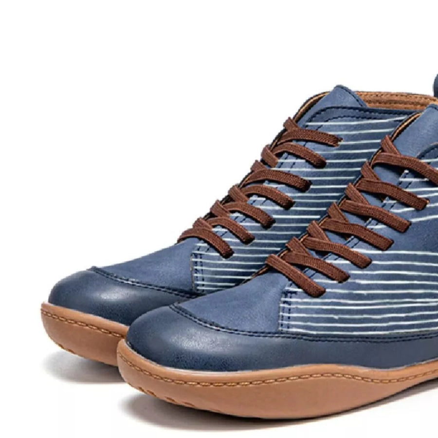 Cat Print Striped Ankle Sneakers Apparel and Accessories
