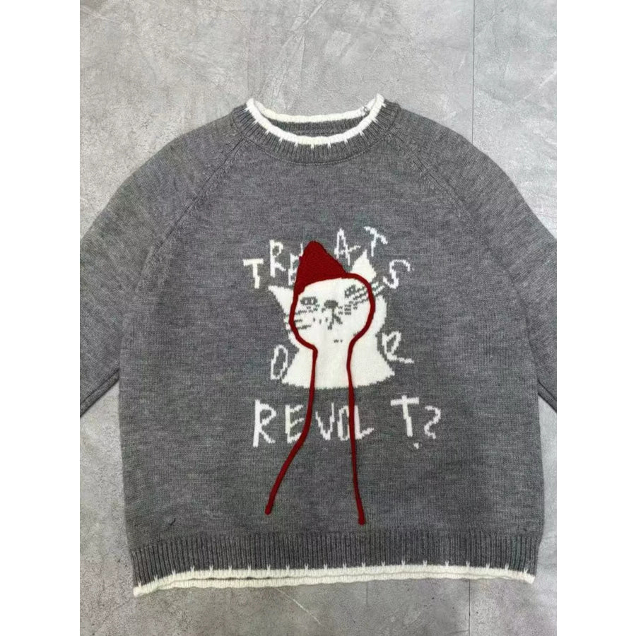 Cat Raglan Sleeve Sweater Apparel and Accessories