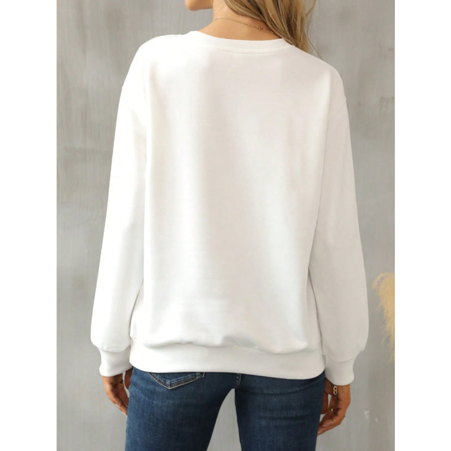 Cat Round Neck Long Sleeve Sweatshirt Apparel and Accessories