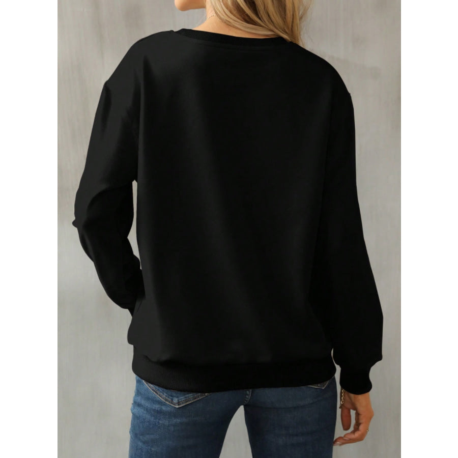 Cat Round Neck Long Sleeve Sweatshirt Apparel and Accessories