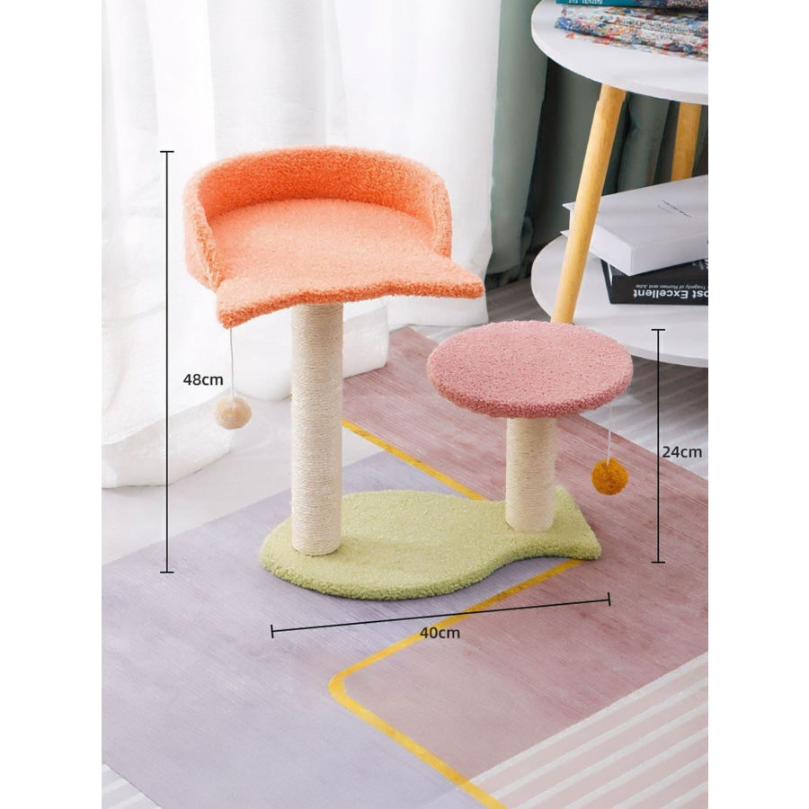 Cat Scratching Post with Cat Bed and Toy Fish-shaped Climbing Frame / One Size Apparel and Accessories