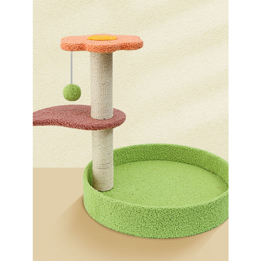 Cat Scratching Post with Cat Bed and Toy Green 2 Climbing Frame / One Size Apparel and Accessories
