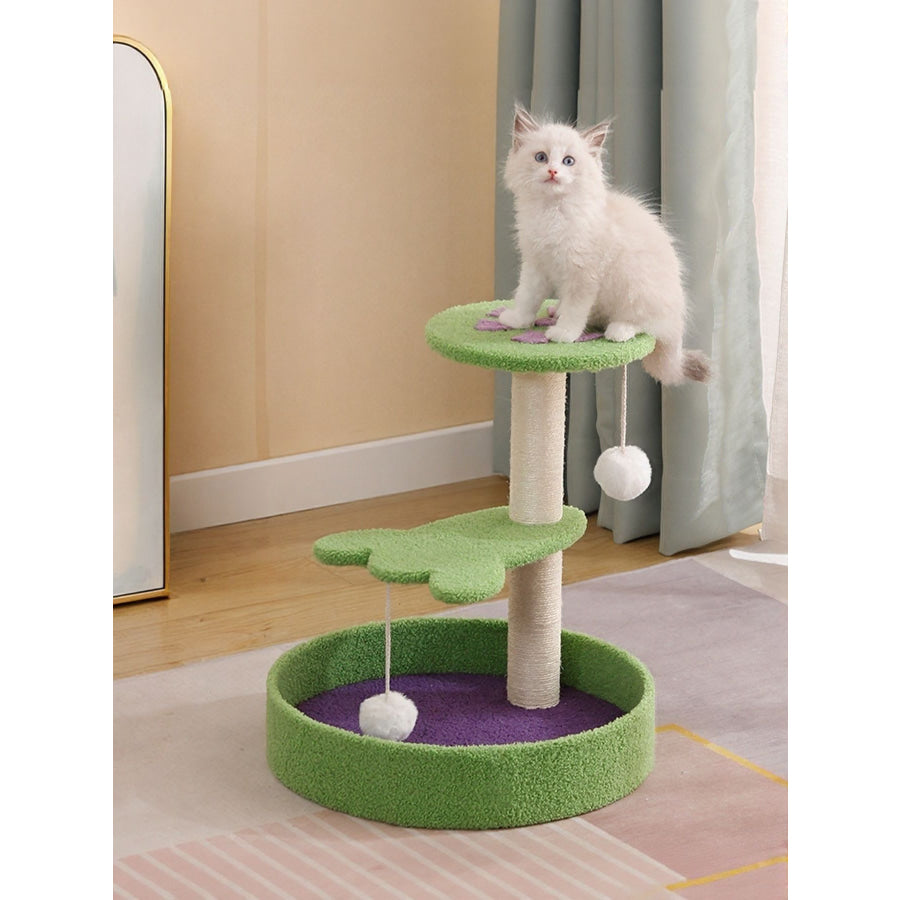 Cat Scratching Post with Cat Bed and Toy Green Climbing Frame / One Size Apparel and Accessories