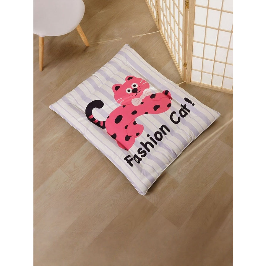 Cat Striped Pet Mat & Bed Blue Stripe + Pink / L Apparel and Accessories