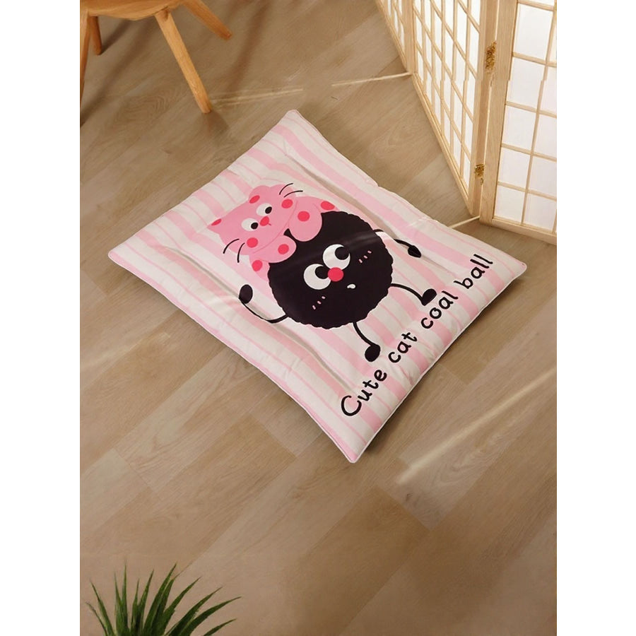 Cat Striped Pet Mat & Bed Pink Stripe + Black / L Apparel and Accessories