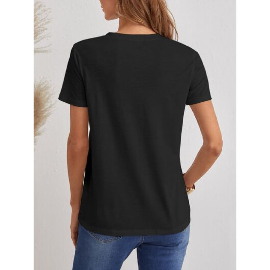 Cat V - Neck Short Sleeve T - Shirt Apparel and Accessories