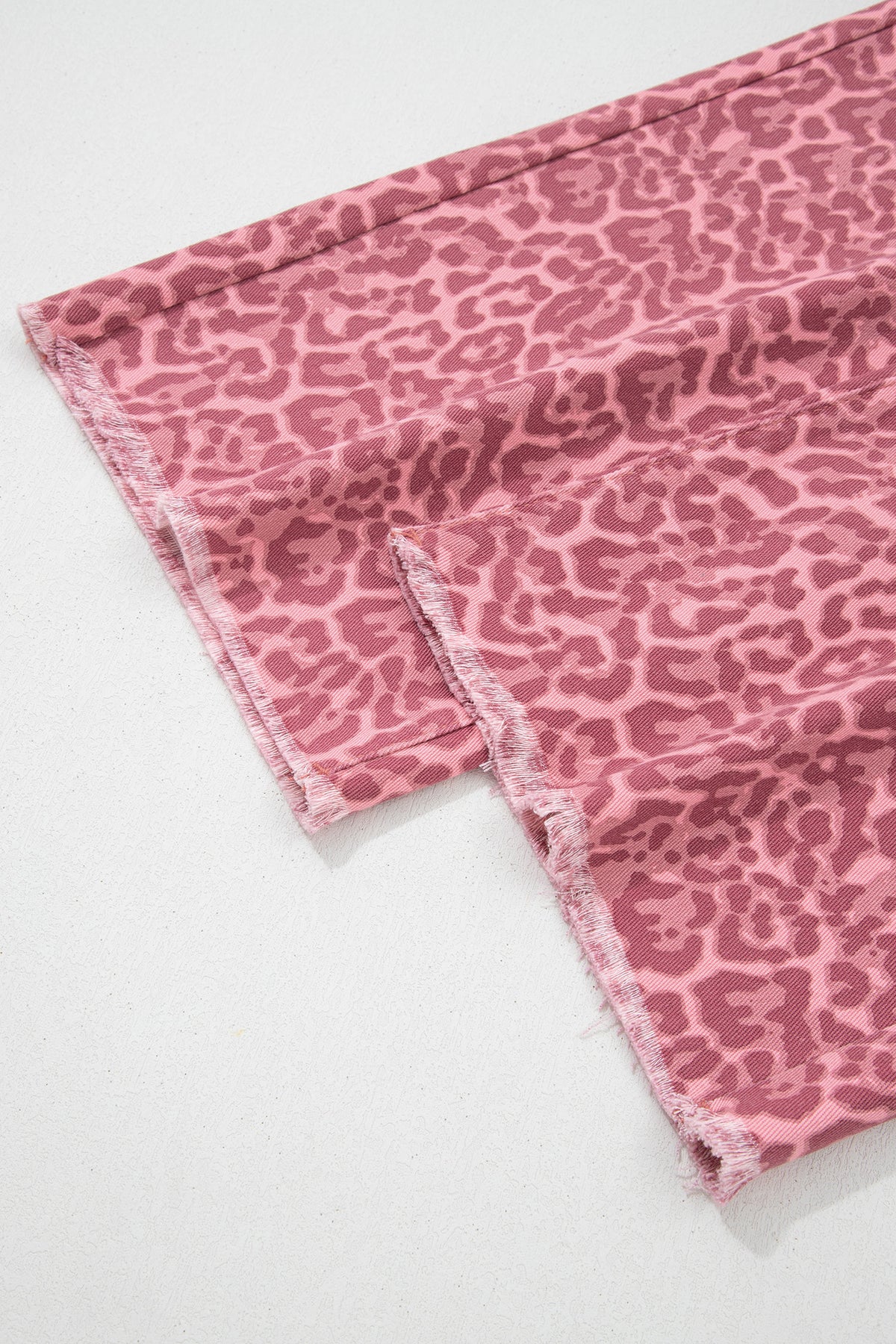 Gray Leopard Frayed Edge Wide Leg High Waist Jeans