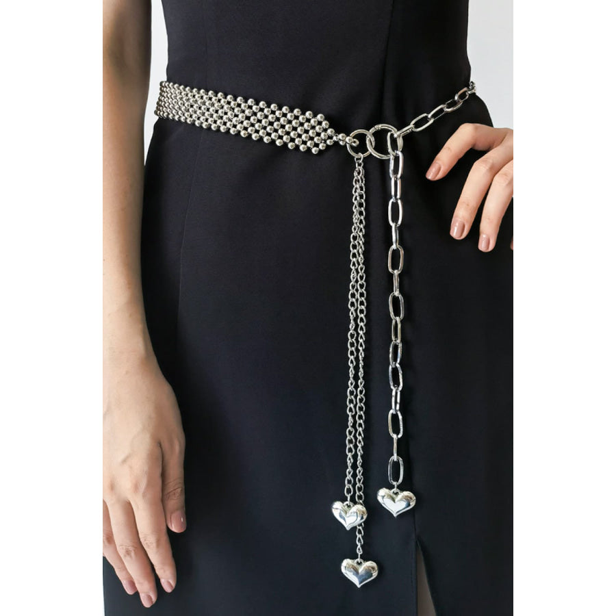 CCB Bead Heart Charm Belt Silver / One Size