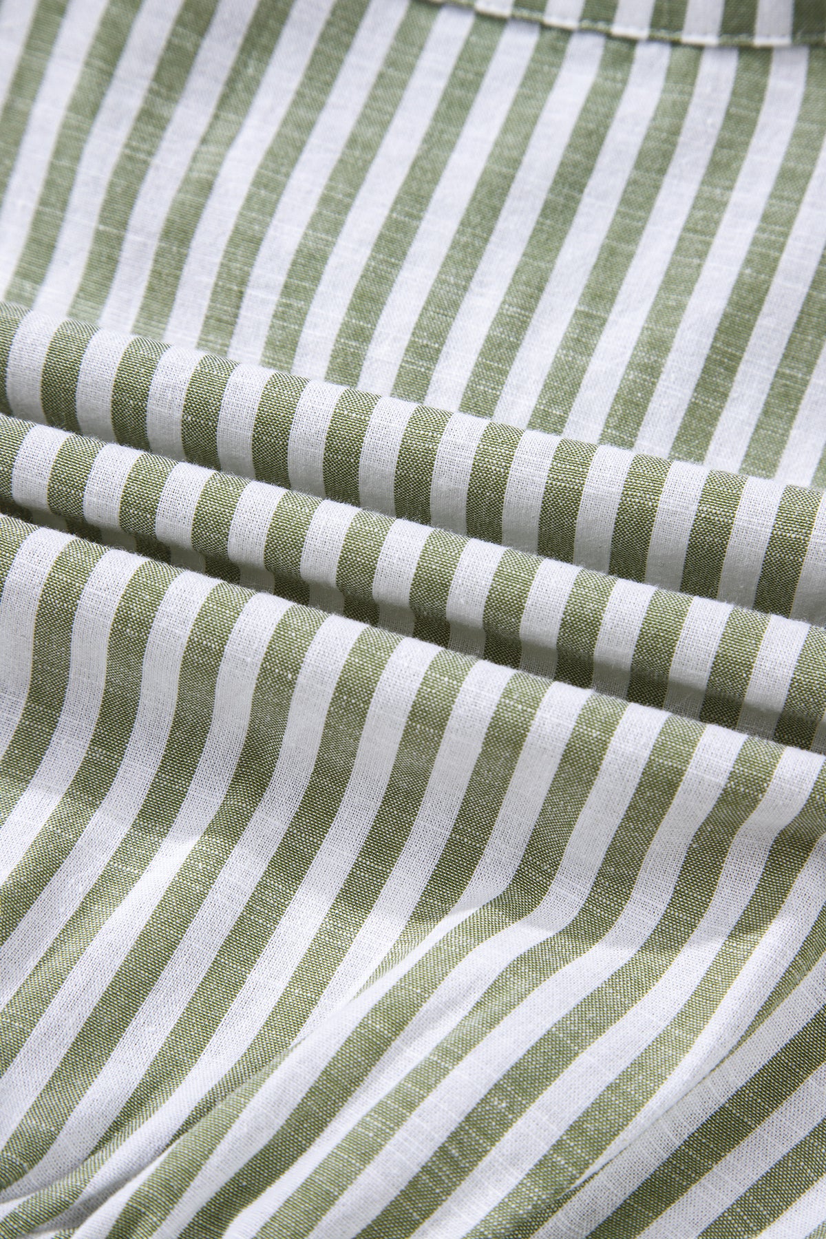 Green Stripe Tasseled Tie Neck Ruffled Short Sleeve Tiered Flattering Dress
