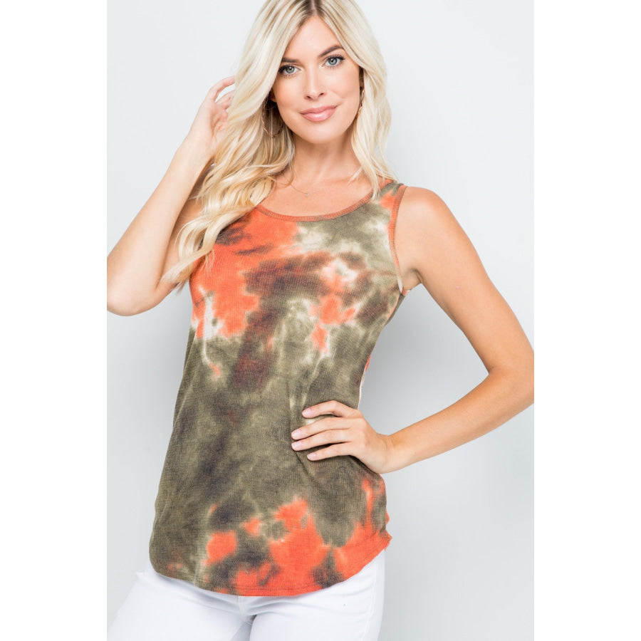 Celeste Full Size Backside Bow Tie Tie Dye Tank Apparel and Accessories