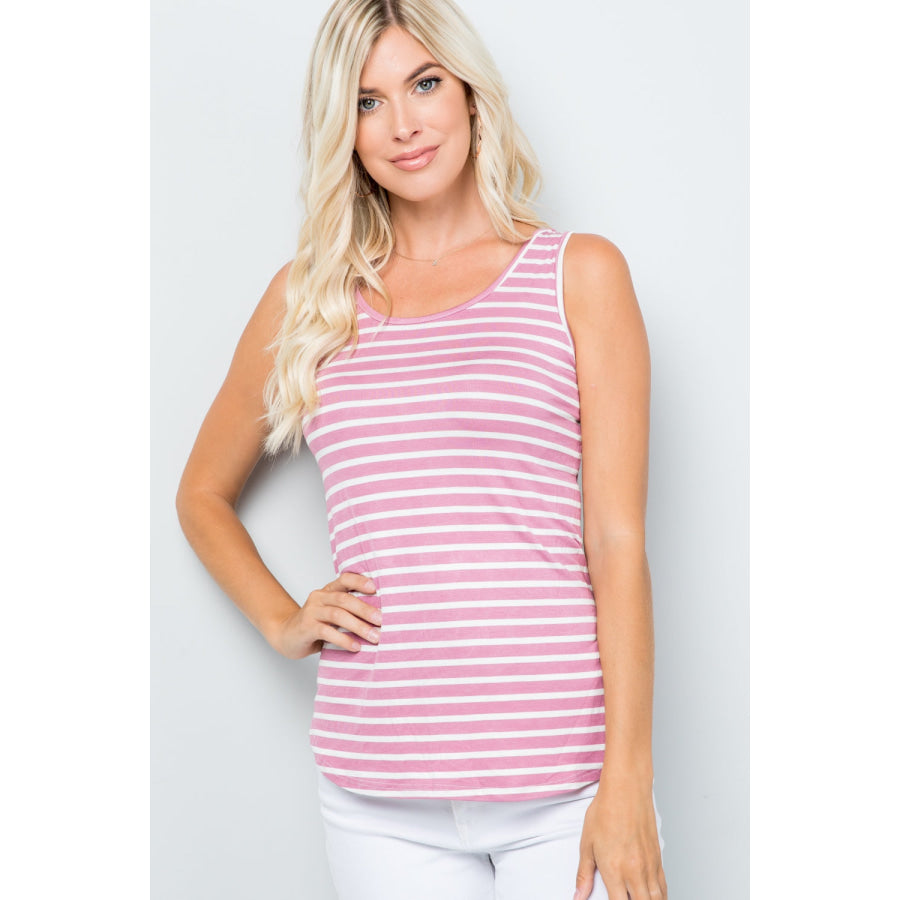 Celeste Full Size Backside Bow Tie Striped Tank Apparel and Accessories