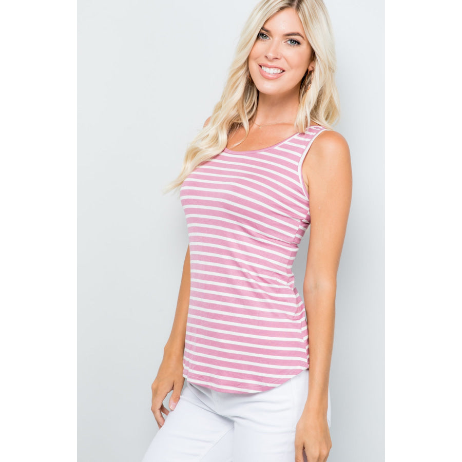 Celeste Full Size Backside Bow Tie Striped Tank Apparel and Accessories