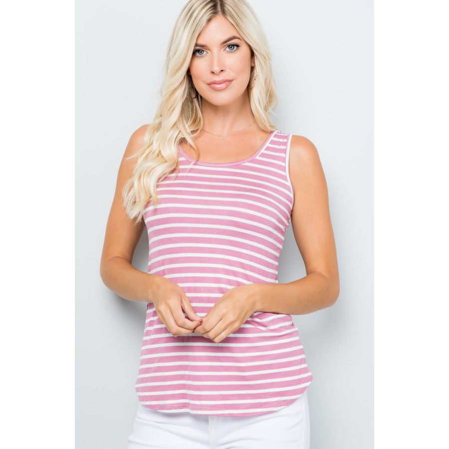 Celeste Full Size Backside Bow Tie Striped Tank Apparel and Accessories