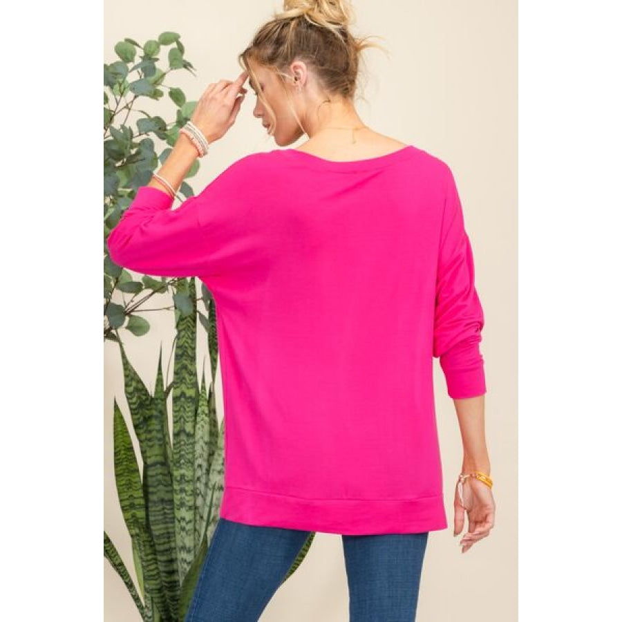 Celeste Full Size Heart Graphic Long Sleeve T-Shirt FUCHSIA / S Apparel and Accessories