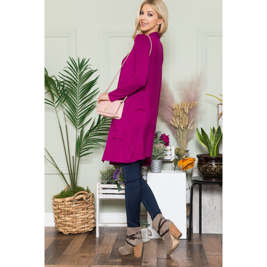 Celeste Full Size Open Front Cardigan with Pockets Apparel and Accessories