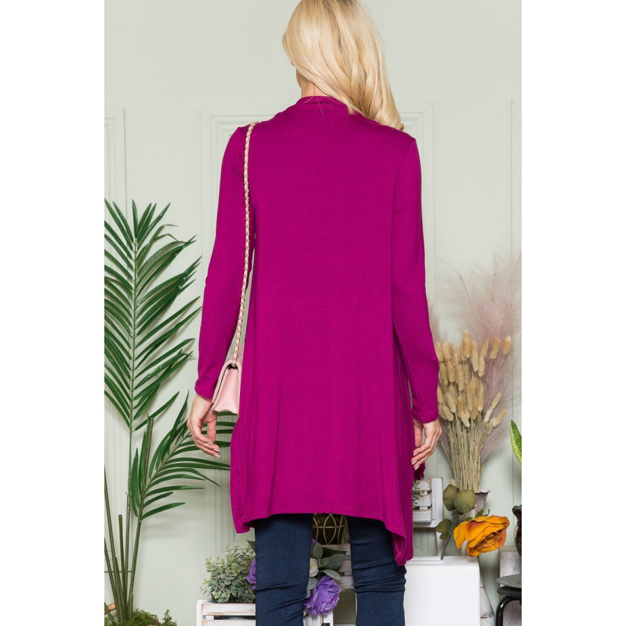 Celeste Full Size Open Front Cardigan with Pockets Apparel and Accessories