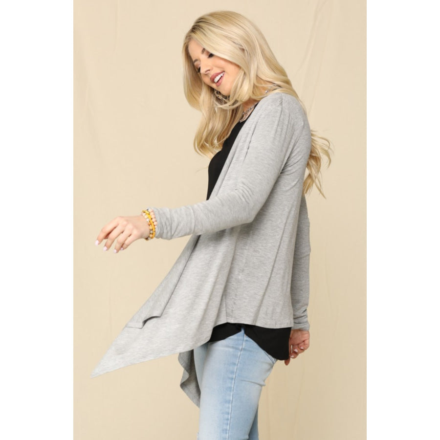 Celeste Full Size Open Front Knit Cardigan Apparel and Accessories