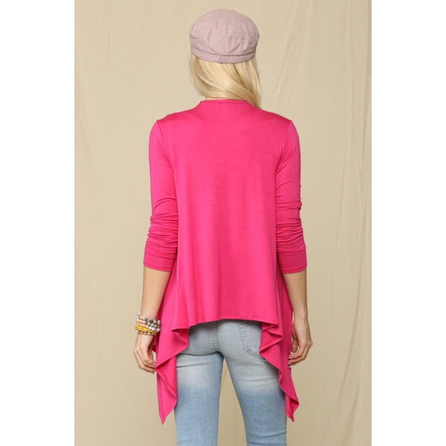 Celeste Full Size Open Front Knit Cardigan Apparel and Accessories