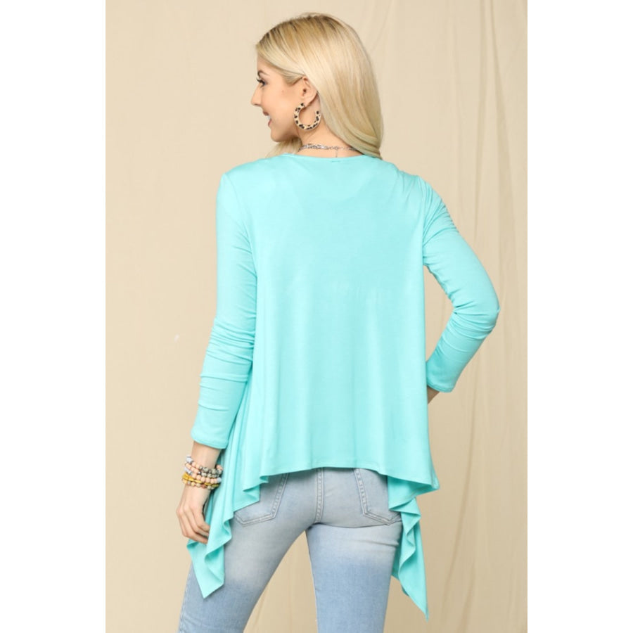 Celeste Full Size Open Front Knit Cardigan Mint / S Apparel and Accessories