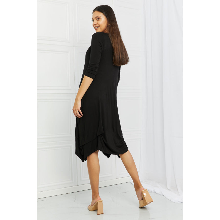 Celeste Full Size Pick-up Hem Asymmetric Midi Dress Apparel and Accessories