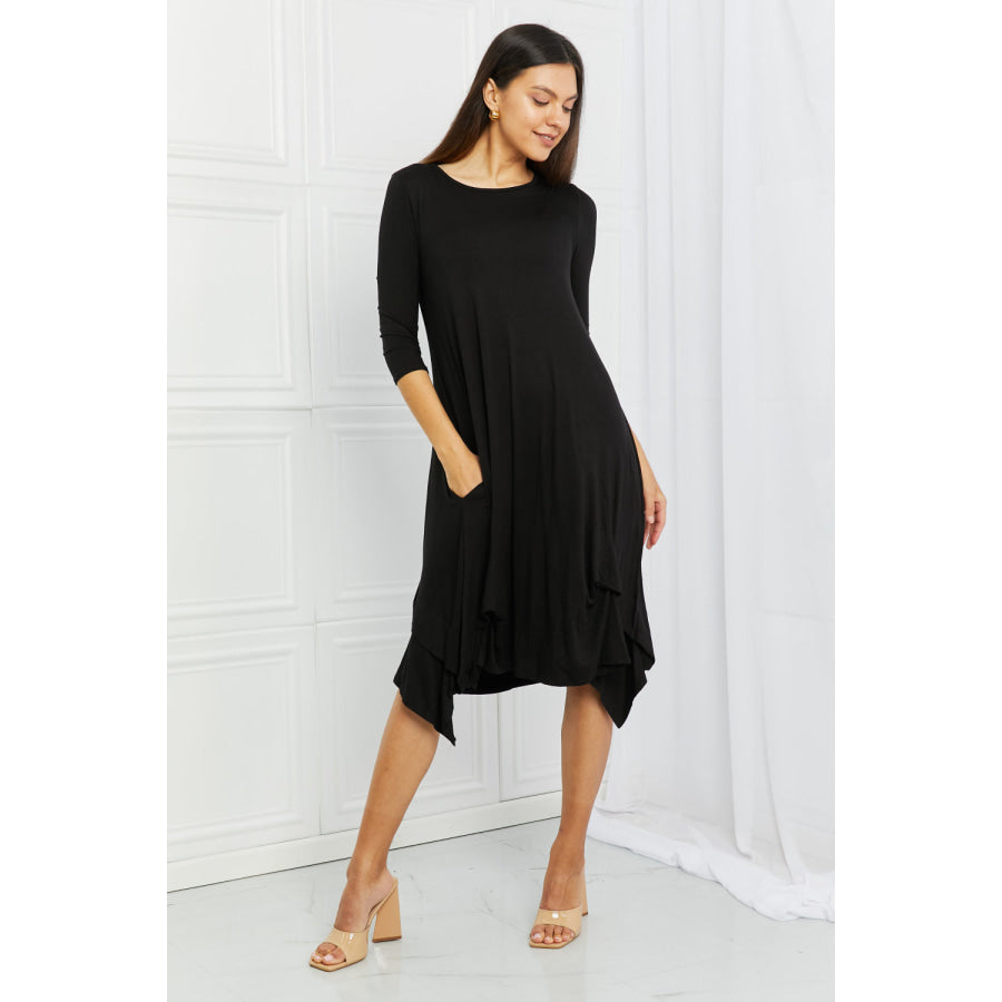 Celeste Full Size Pick-up Hem Asymmetric Midi Dress Apparel and Accessories