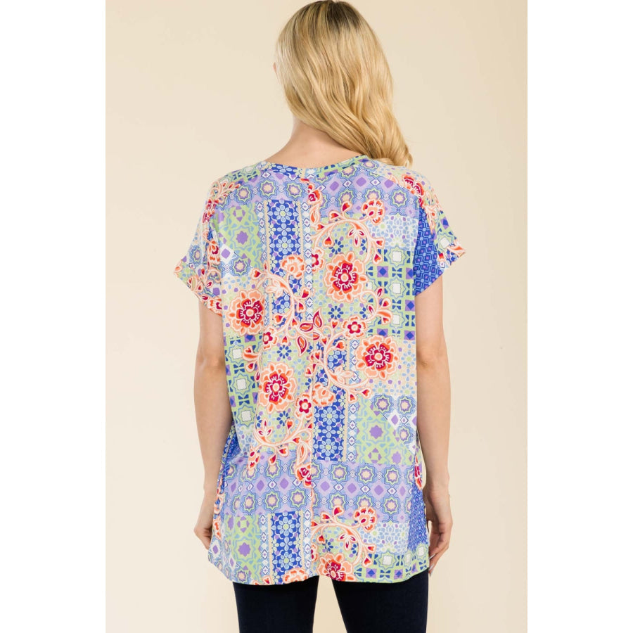 Celeste Full Size Round Neck Short Sleeve Floral T-Shirt Apparel and Accessories