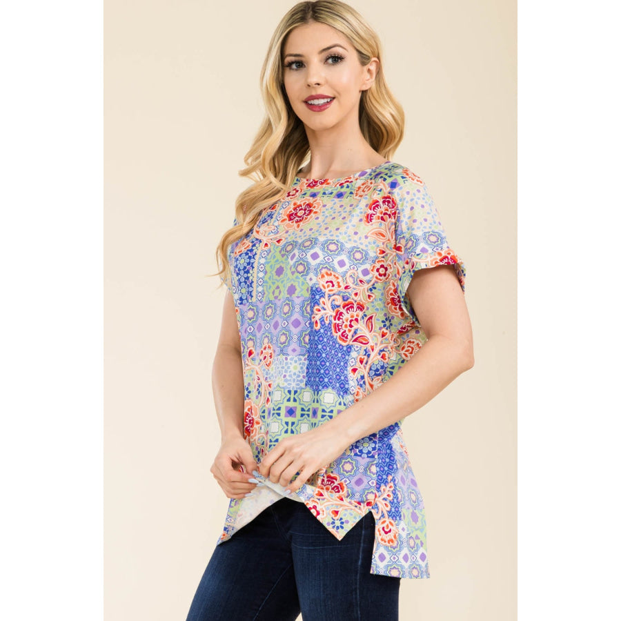 Celeste Full Size Round Neck Short Sleeve Floral T-Shirt Apparel and Accessories