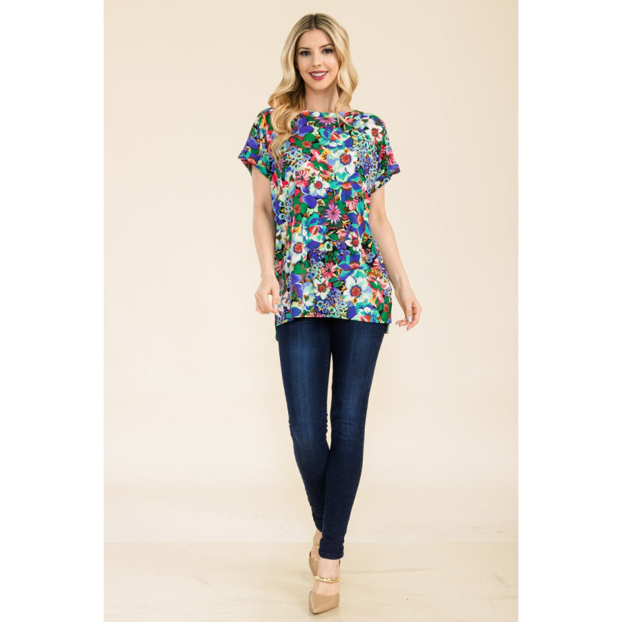 Celeste Full Size Round Neck Short Sleeve Floral T-Shirt Apparel and Accessories