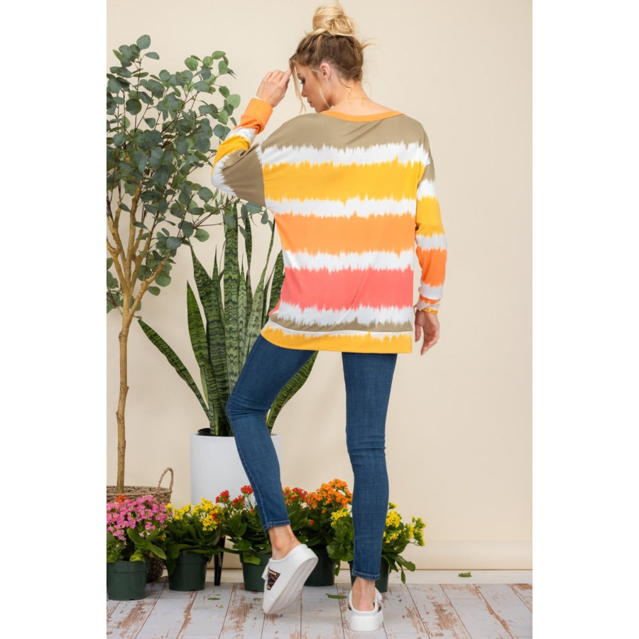 Celeste Full Size Striped Long Sleeve T-Shirt Apparel and Accessories