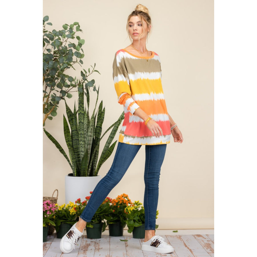 Celeste Full Size Striped Long Sleeve T-Shirt Apparel and Accessories