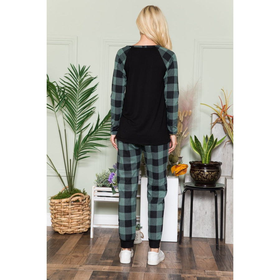 Celeste Plaid Long Sleeve T-Shirt with Pockets Apparel and Accessories