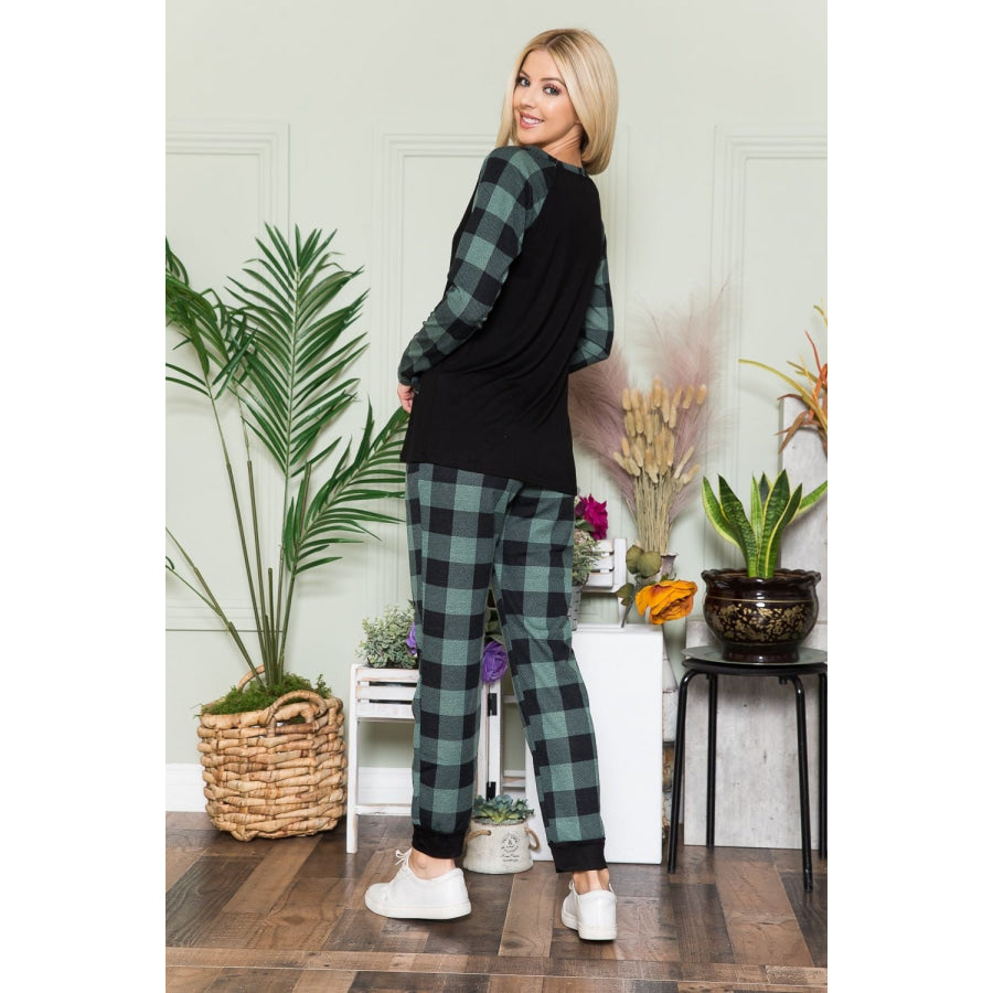 Celeste Plaid Long Sleeve T-Shirt with Pockets Apparel and Accessories