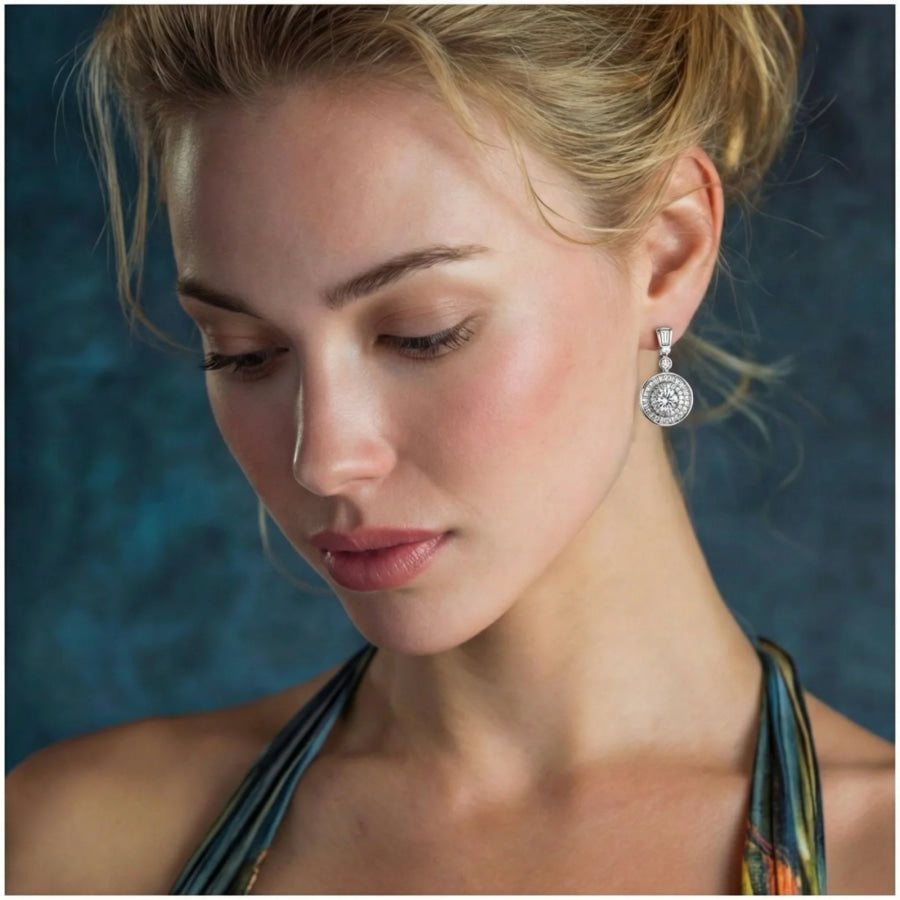 Celestial Moissanite Drop Earrings by Sandee Rain Earrings