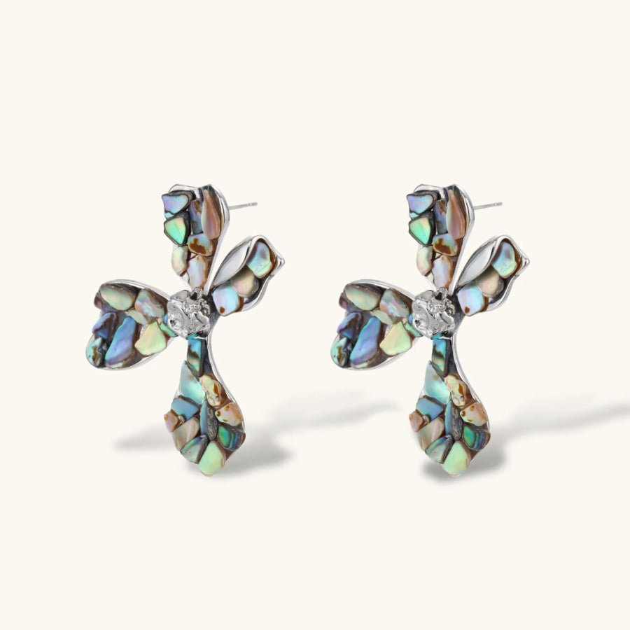Celestial Shell Cross Studs by Sandee Rain Boutique Earrings