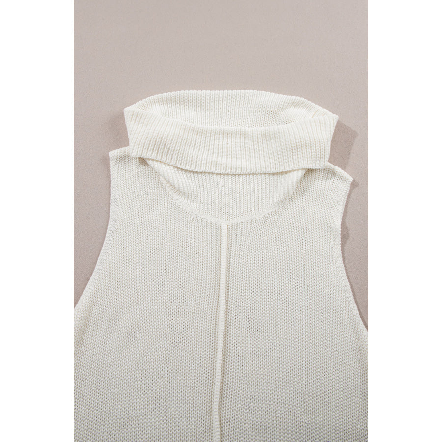 Central Seam Turtleneck Sleeveless Sweater Vest Apparel and Accessories