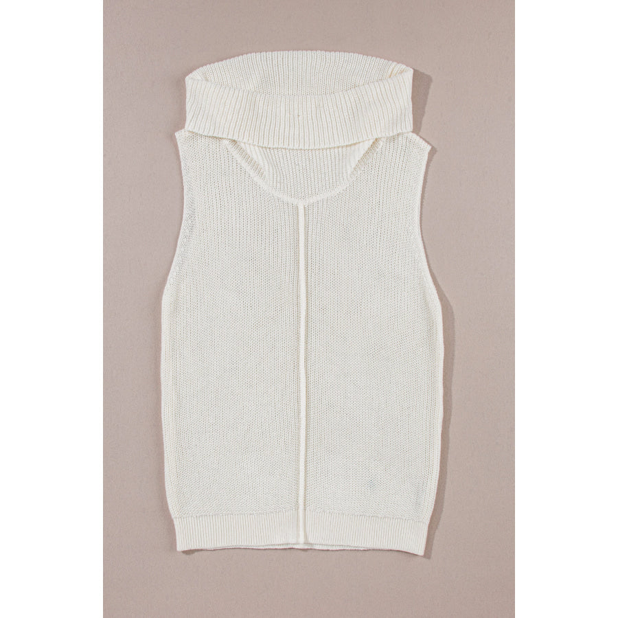 Central Seam Turtleneck Sleeveless Sweater Vest Apparel and Accessories