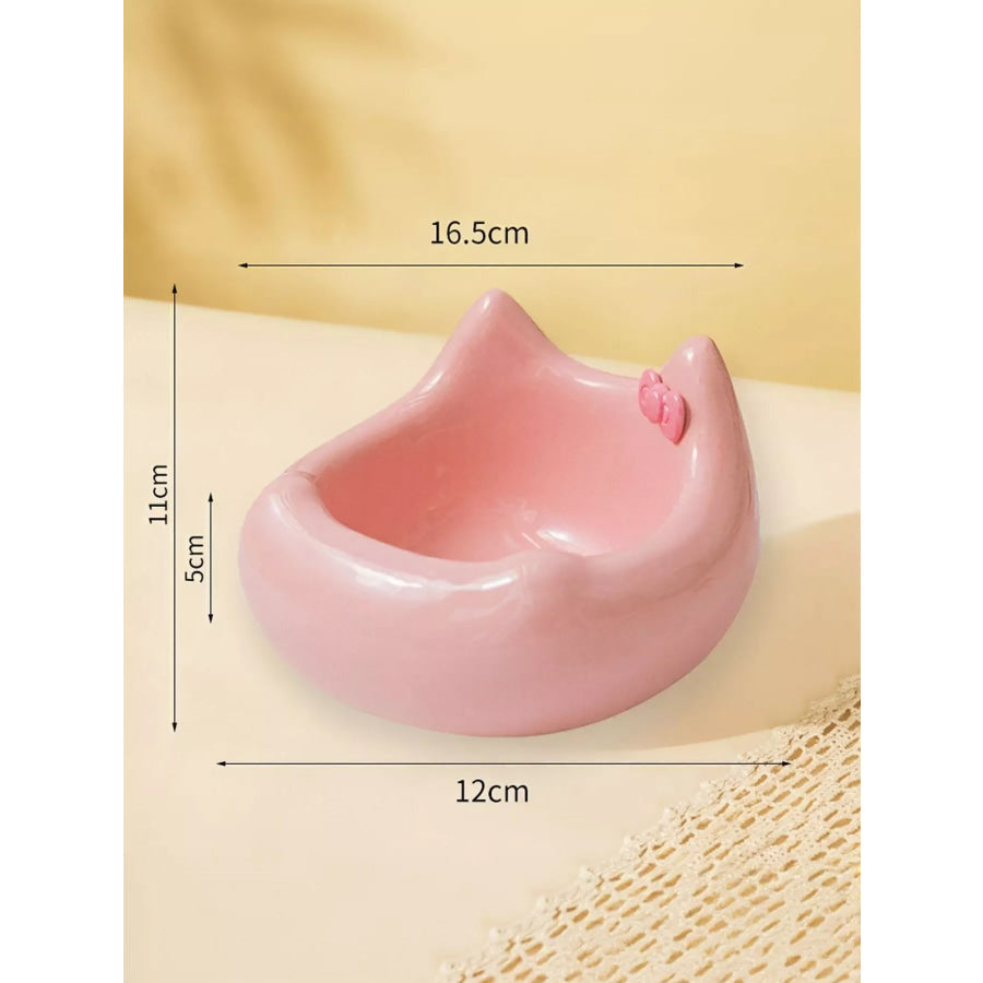 Ceramic Pet Bowl with Bowknot Pink Sofa Style / One Size Apparel and Accessories