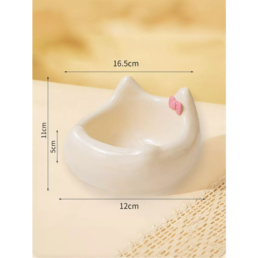 Ceramic Pet Bowl with Bowknot White Sofa Style / One Size Apparel and Accessories
